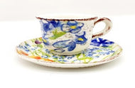 VINTAGE VERSIERD KOFFIEKOPJE MET BORD